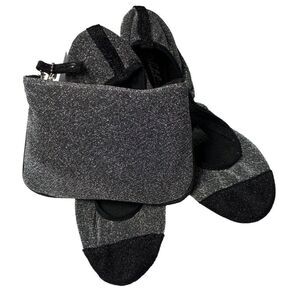 Sidekicks Ballet Slip On foldable flat Shoes Black‎ Silver & Bag Sz medium (7/8)